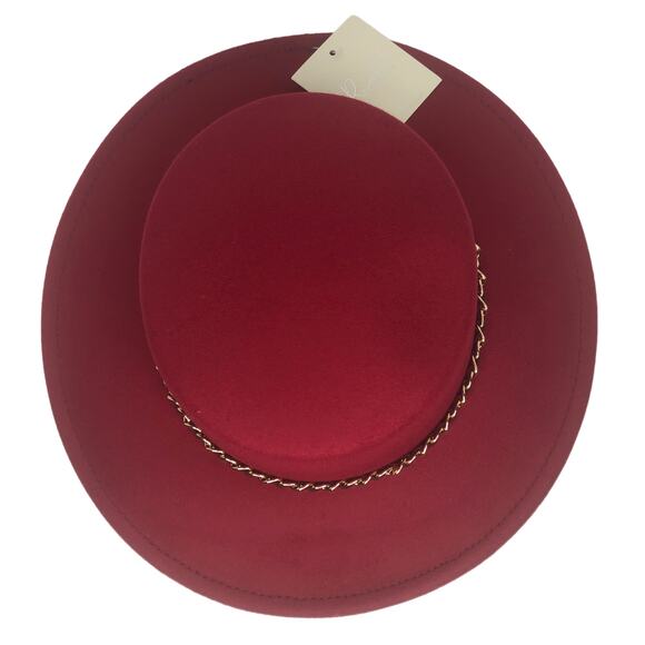 Riah Fashion Red Boater Hat - Picture 8 of 10